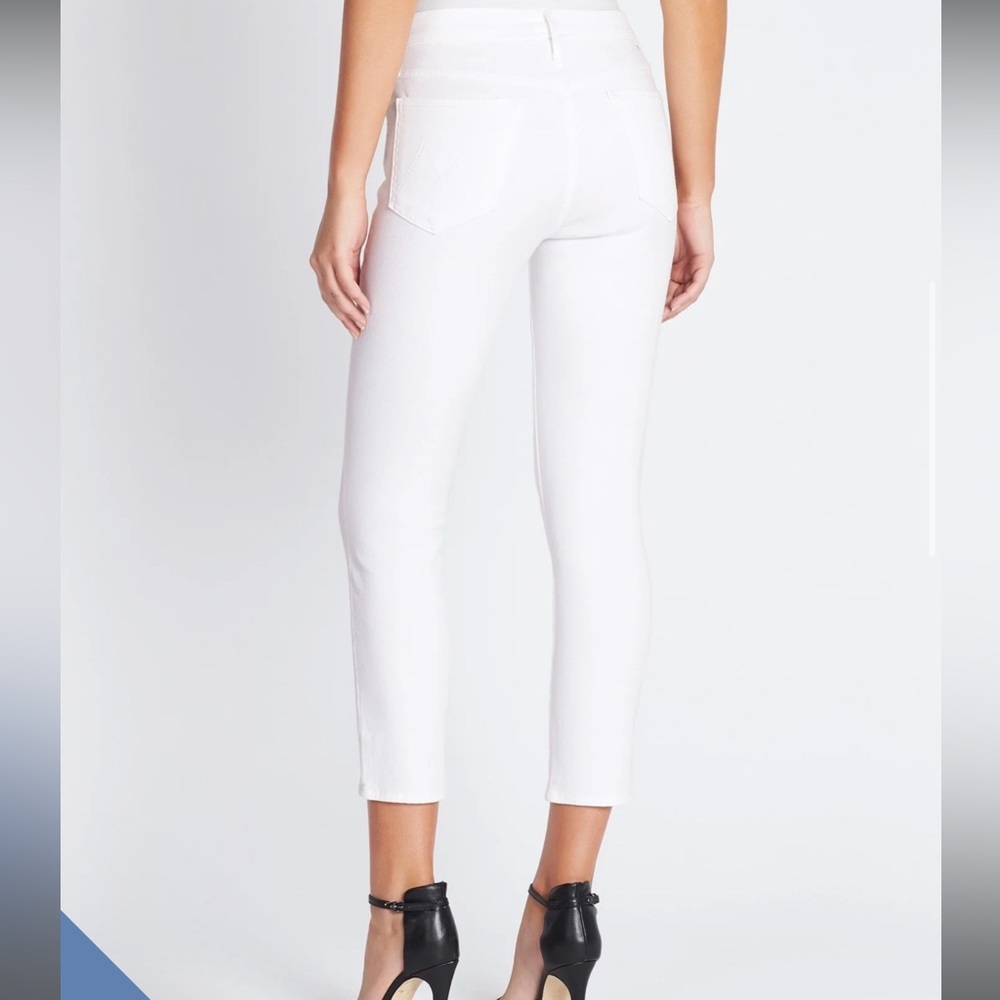 MOTHER The Looker Crop White Straight Leg Ankle Crop Jeans Glass Slipper White - Picture 7 of 15